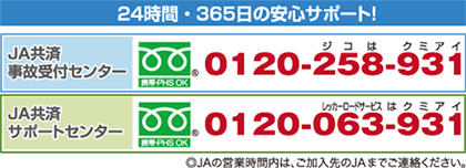 自動車共済 事故等のご連絡先